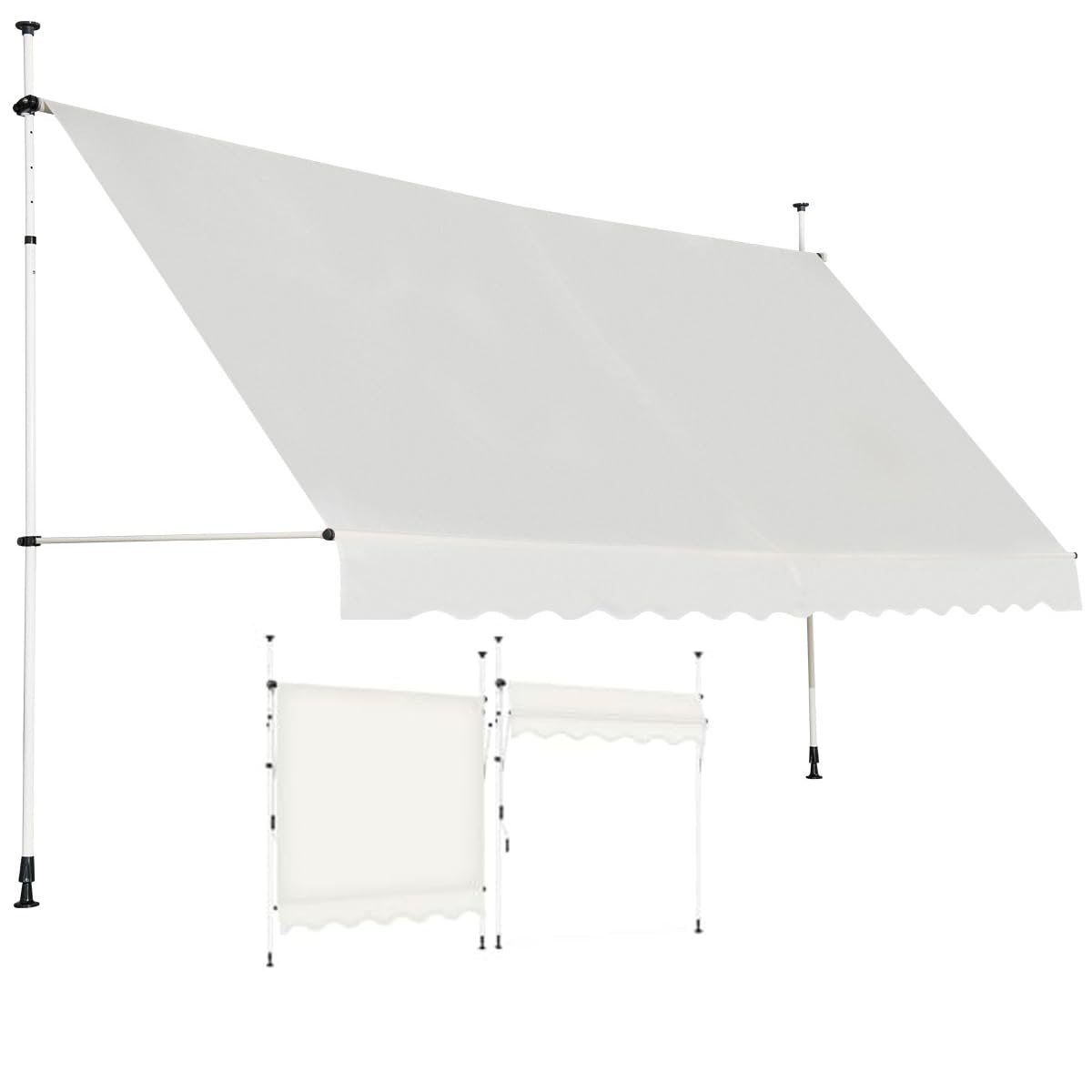 COSTWAY Toldos Exterior Terraza, Toldo Manual con Manivela y Resistente a la Intemperie, en Altura 200-300 cm, Toldos Exterior Terraza Enrollable para Balcón y Terraza (400 x 120 cm, Beige)
