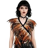 L'VOW Feather Boa Ribbon Punk Gothic Shawl Crow Witch Costume for Halloween(Brown)
