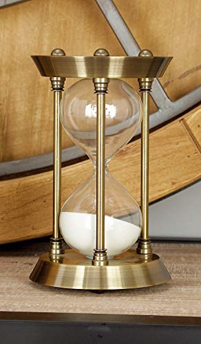 Benzara Metal/Glass Quarter Hourglass with 15 Minutes Time Interval