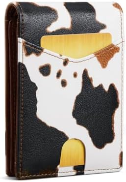 VANNANBA Cow Print Wallet for Men Slim Bifold Credit Card Wallet-Real Leather RFID Blocking Stylish Wallet With 2 ID Windows
