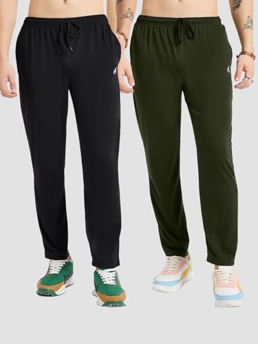 Image of Modeve Men Solid Cotton Blend Track Pant for Summer Pack of 2