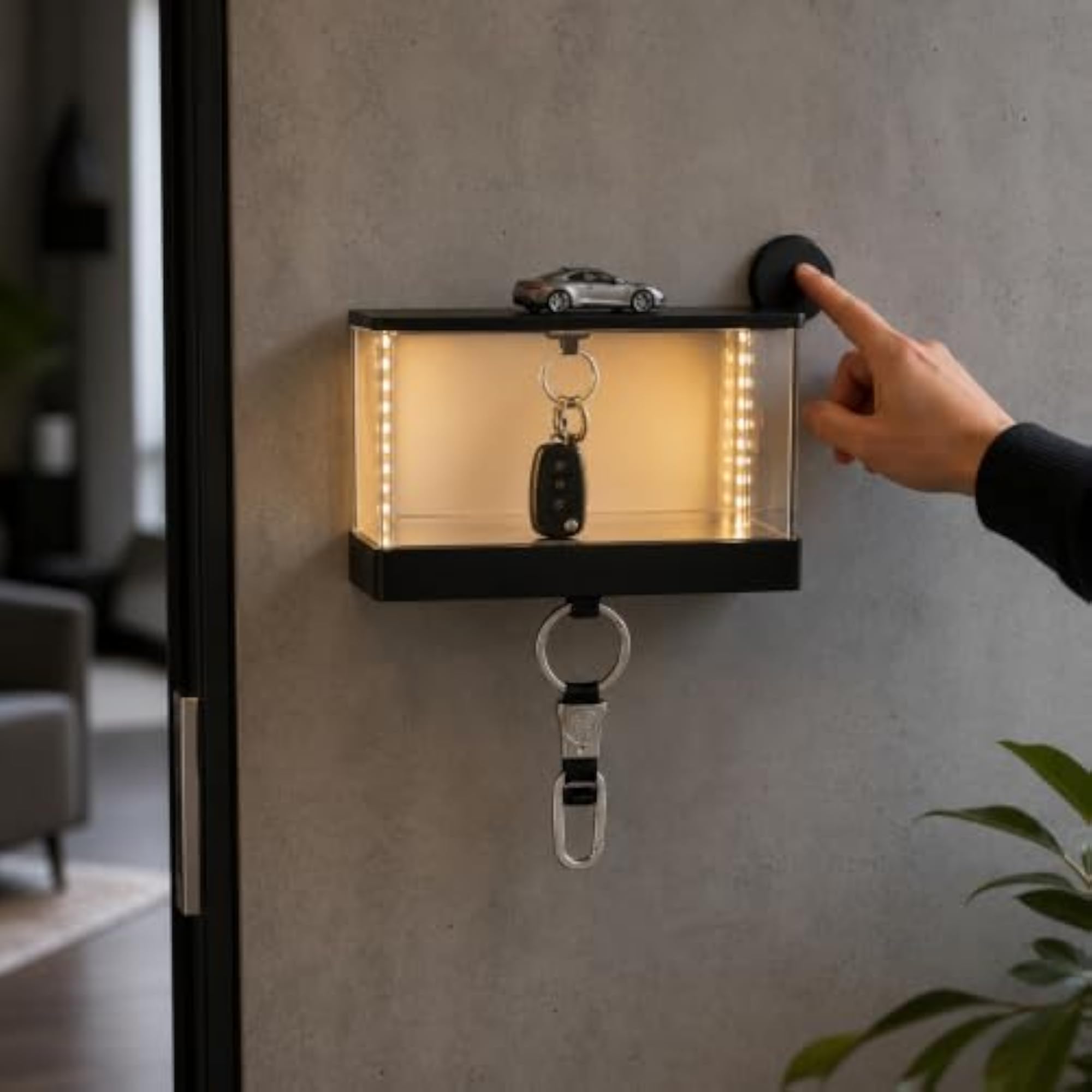 Infinity Garage Key Holder with LED Light and Display Case