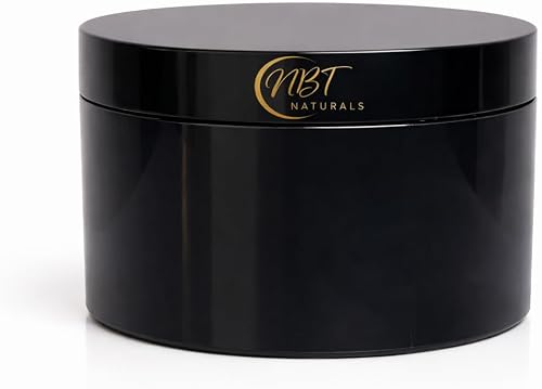 NBT Naturals Black Cosmetic Jar with Lid (6, Units) | Body Butter Storage, Sugar Scrub Container, Hair Mask Jar, Face Cream Use, Glossy Finish