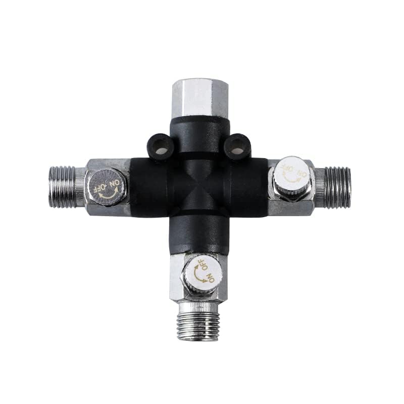 Sagud Airbrush Hose Joint 3-Way Air Splitter with Adjustable Knob Valves (1/8")