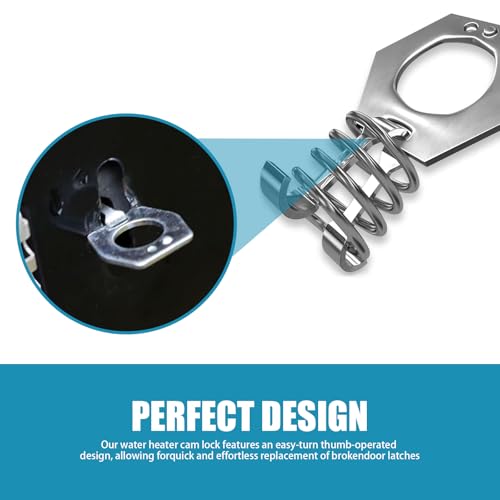 Image of 2 PCS Car Water Heater Door Lock Torque Cam Lock, 0.9 inch Spring + 0.6 inch Thumb Ring Stainless Steel Water Heater Cover Latch Fastener, Vehicle Repair Parts, Suitable for RVs Campers (Silver)