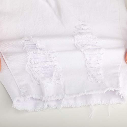Thunder Star Womens Denim Bermuda Shorts,Mid Rise Short Jeans,Frayed Raw Hem White L #TOP6