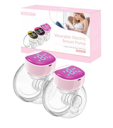 Electric Breast Pump Hands Free - Wearable & Wireless Breastfeeding Pump with 4 Modes 12 Levels, Smart & Quiet LCD Display, Leak-Proof Design & Double-Sealed 24mm Flange, 2 Pack, Pink