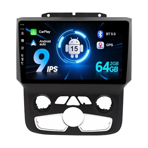 MISONDA Autoradio 2 DIN Android 15 pour Dodge Ram (2013-2019) 1500 2500 3500 avec CarPlay sans Fil, Android Auto, Wi-FI, Bluetooth, GPS, AUX, MirrorLink,...