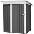 Flamaker Storage Shed Waterproof Metal Garden Shed with Lockable Door Utility Tool Shed Outdoor Storage for Backyard, Patio and Lawn (5 x 3 FT, Grey)