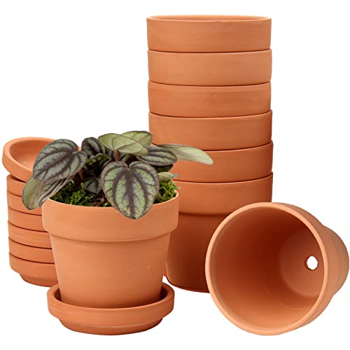 Hollyone 8 Stück kleine Terrakotta Töpfe, 13 X 13 cm rund Blumentopf Ton...