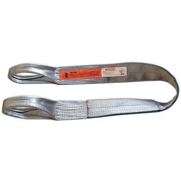 Web Sling, Type 3, 8 ft L, 1 in W, Polyester, Gray, Mfr: 2MJY8-A