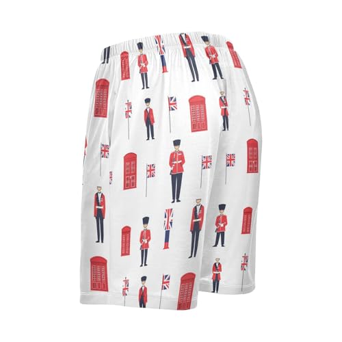 Pajama Shorts for Men with Pockets British Flag Soldier Mens Pajama Bottoms Soft Lounge Sleepwear3