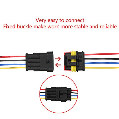 Esupport 4 Pin Way Car Auto Waterproof Electrical Connector Plug Socket Kit With Wire Awg Gauge Marine Pack Of 10 #TOP5