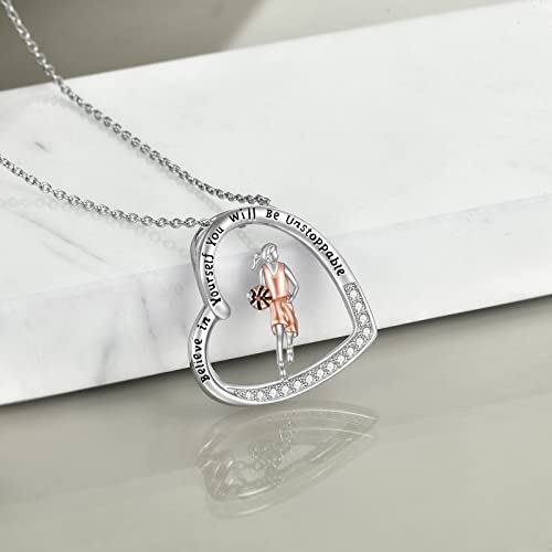YFN Basketball Jewelry Gifts Sterling Silver Heart Basketball Pendant Necklace for Women Sports Lovers3