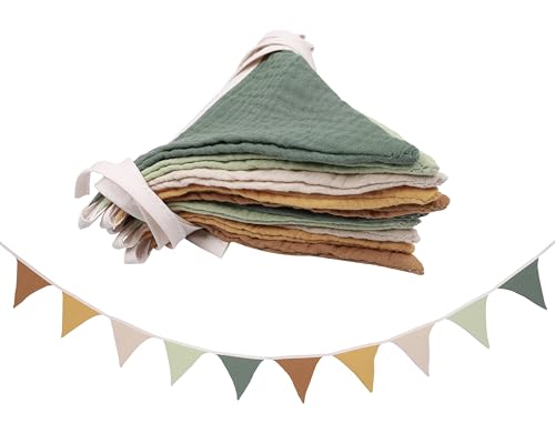 Image of Pennant Banner Flags,Infant and toddler room decoration pennant,for Nursery Decor Baby Birthday Boho Wedding Shower Party Event (Colorful Green Banner)