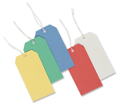 Merit Strung Tags Bulk Boxes Rosso - Set di 1000
