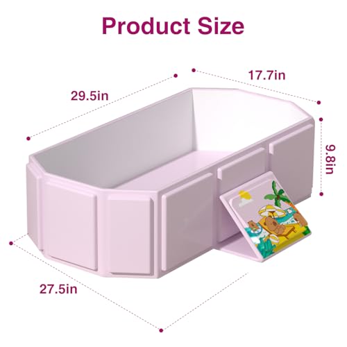 Image of Portable Folding Baby Bath Tub, 29.5L x 17.7W x 9.8H inches, Suitable for 0-6 Years, Pink /Mint Green (Pink)