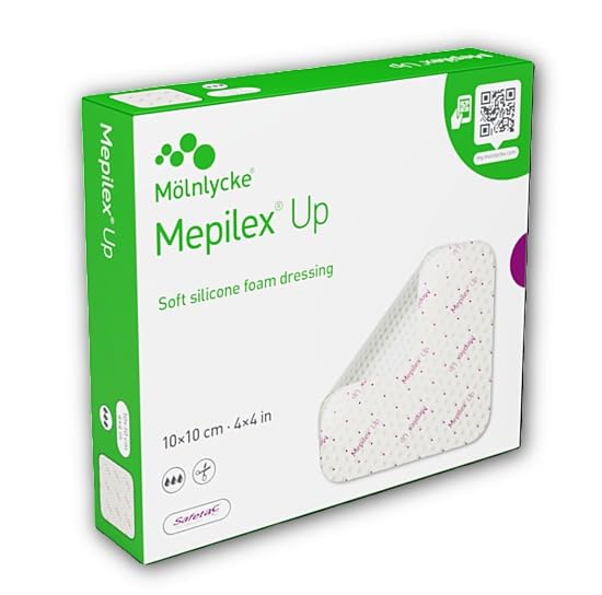 Mölnlycke, Mepilex Up 10 cm x 10 cm, apósito de espuma de silicona suave, 5 unidades
