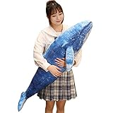 Jensquaify Whale Stuffed Animal, Blue Whale Shark Plush Hug Pillow Ocean Stuffed Toy, 43.3'