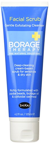 ShiKai Borage Therapy - Exfoliating Facial Scrub, Plant-Based Exfoliating Cleanser, Gently Clears Dirt, Oil & Dead Skin Cells, Borage Oil Repairs & Rebuilds Skin (Fragrance-Free, 4.2 Ounces)