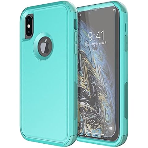 Diverbox for iPhone X Case/iPhone Xs Case [Shockproof] [Dropproof] [Tempered Glass Screen Protector ] Heavy Duty Protection Phone Case Cover for Apple iPhone X/XS (Teal) Cover