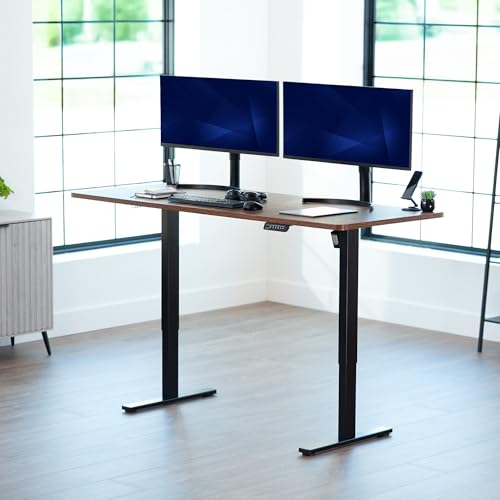 Image of VIVO Electric 71 x 30 in Rustic Standing Desk, Memory Height Adjustment, 1B Series, Holds 220 lbs, Vintage Brown Top Black Frame, DESK-KIT-1B7N