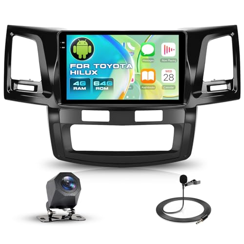 [4G+64G] Car Stereo for Toyota HILUX 2005-2014 with Wireless Carplay and Android Auto, Driauto 9 Inch Touch Screen Android Radio for Toyota with Bluetooth Mirror Link WiFi GPS SWC FM/RDS EQ USB