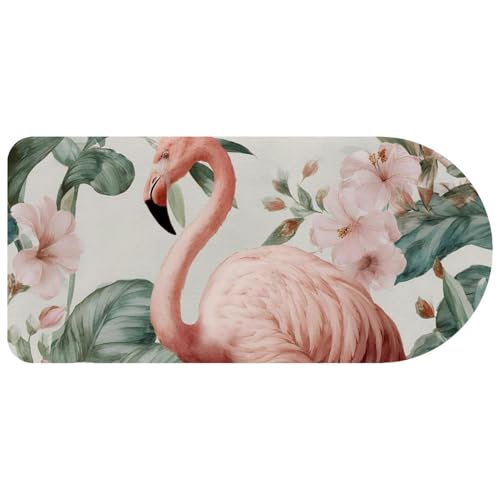 Grand tapis de souris design flamant rose avec base en caoutchouc stable