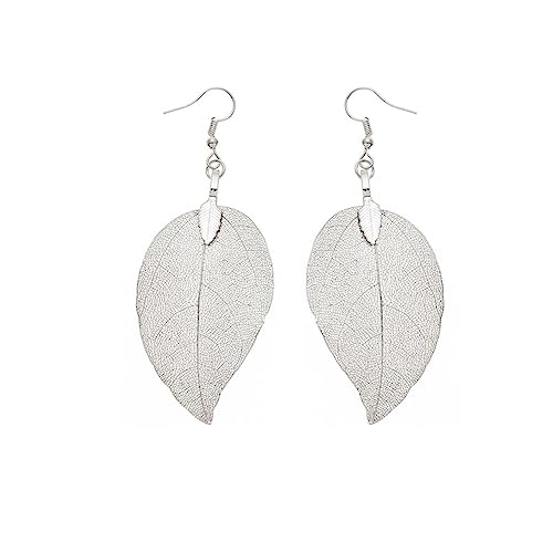 YAZILIND Drop Aretes Simple Leaf Shape Pcolgaant Fishhook Earring Women Girls Birthday Party Jewelry (Plata)