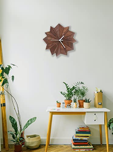 11½" Dark Brown Handmade Wall Clock In Urban Modern Style From Ardeola, Natural Wall Clock, Handmade Clock, Analog Clock, Wooden Wall Art, Japandi Clock, Brown Wall Clock, Art Wall - Origami Walnut #TOP4