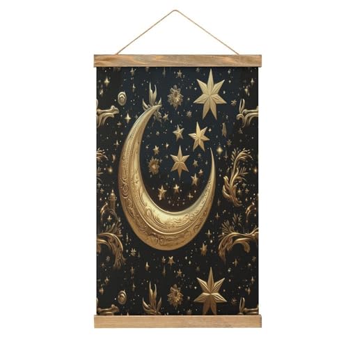 Arte de pared de estrellas FekiLoot, pintura de pergamino con colgante y acabado vintage