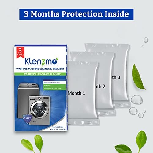 Klenzmo Washing Machine Cleaner & Descaling Powder, Descaler for top load and front load | Washing Machine Drum Cleaner & Tub Cleaner | 180g 3 pouch (Pack of 1)