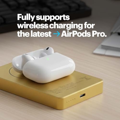 Image of Stuffcool Aura 10000mAh Magnetic Wireless Powerbank 15W Compatible with iPhone Samsung Pixel 20W PD Fast Charging Gold Colour BIS Certified