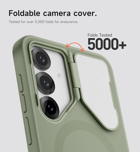 Image of SURITCH for Samsung Galaxy S25 FE Phone Case, Magnetic Protective Cover with Camera Cover & Adjustable Metal Kickstand for Galaxy S25 FE (2025)-Sage Green