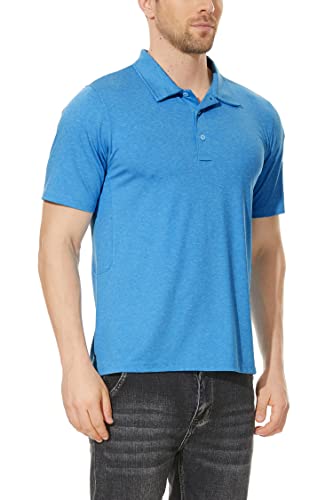 Tacvasen Men's Golf Shirts Performance Lightweight Solid Athletic Polo For Outdoor, Sky Blue, M #TOP4