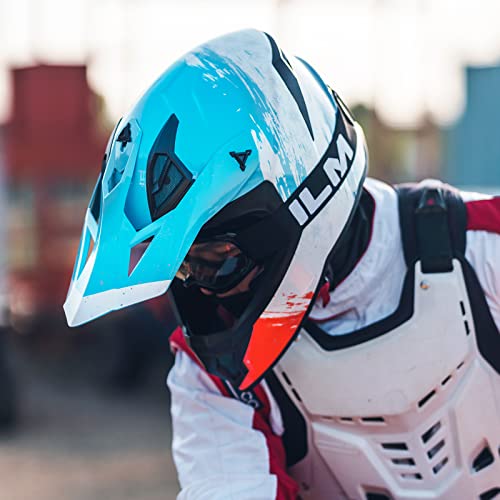 ILM Youth Dirt Bike Fiberglass Helmet Lightweight Motocross ATV Full Face Off-Road Motorcycle Casco for Men Women DOT Model-610 (Blue White,XS) by ILM - Image 7