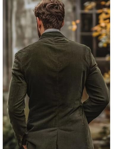 Mens Blazer Double Breasted Striped Corduroy Jacket Business Evening Winter Spring2