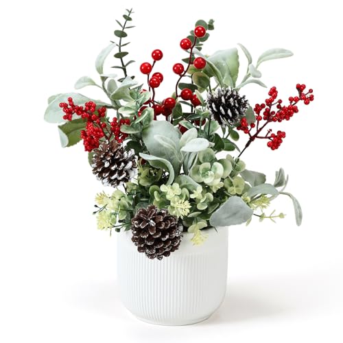 HOMCDALY Artificial Plants Tabletop Christmas Decorations