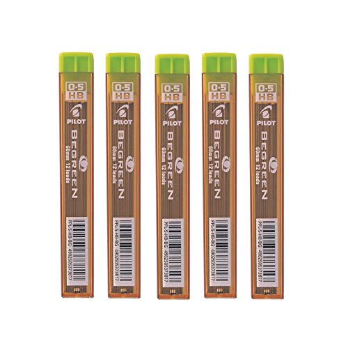 Pilot Begreen - Minas de recambio para portaminas de 0,5 mm, grado HB, 5 tubos, 60 minas
