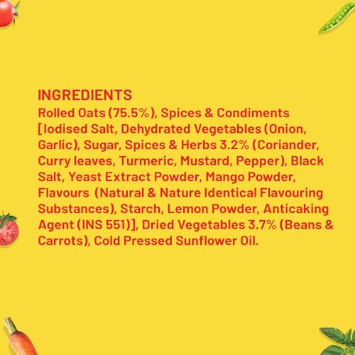 Image of Bagrry's Masala Oats Classic Homestyle 500g | Breakfast Cereal, Healthy Snack | Source of Protein & Fibre | All Natural | Non- GMO | Made With 100% Whole Grain Oats | Instant Oats | Helps in Weight Management | No Preservatives