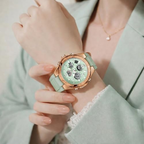 Image of V2A Aura Edge 40mm Analog Digital Watch for Women | Modern Everyday Style | Alarm Stopwatch Backlight Day Date | Comfortable TPU Strap | 50M Water Resistant | Gift for Ladies
