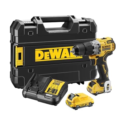 DeWalt DCD706D2-QW - Taladro Percutor sin escobillas XR 12V 10mm 57,5Nm con 2 baterías Li-Ion 2Ah y maletín TSTAK, Amarillo negro