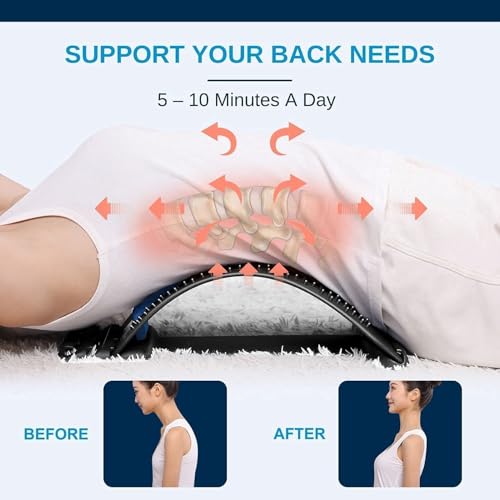 Image of Back Stretcher for Pain Relief Multi-Level Back Support for Lower & Upper Muscle Pain Relief Spinal Curve Back Relaxation Device for Bed,Chair,Car.