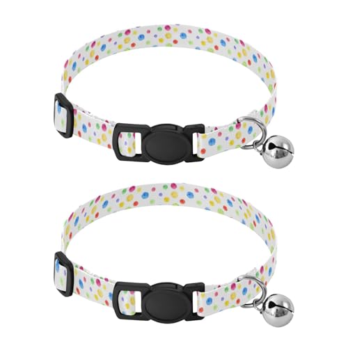 Collar para perro con dibujitos acuarelados y campana, pack de 2