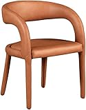 Meridian Furniture 987Cognac-C Sylvester Collection Modern | Contemporary Vegan Leather Upholstered Dining Chair with Rounded Back, 23.5' W x 22' D x 31' H, Cognac