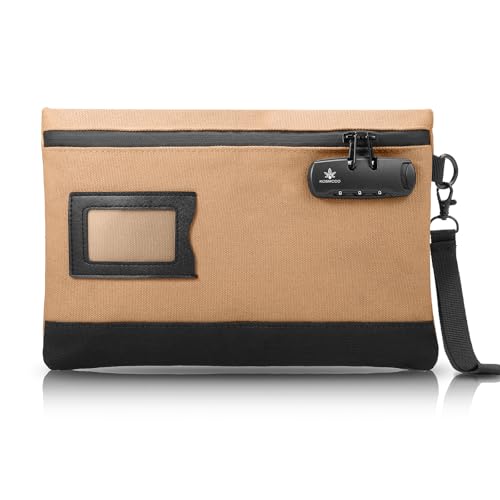 Image of KOSMCCO Money Bag with Lock, 11.8 x 7.9 Inches Durable Canvas Cash Bag Bank Bag for Cash
