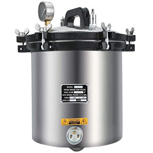 18L Steam Autoclave Sterilizer, Portable aluminum alloy Electric Heated Autoclave Steam Sterilizer for Tattoo Dental Commerical Use