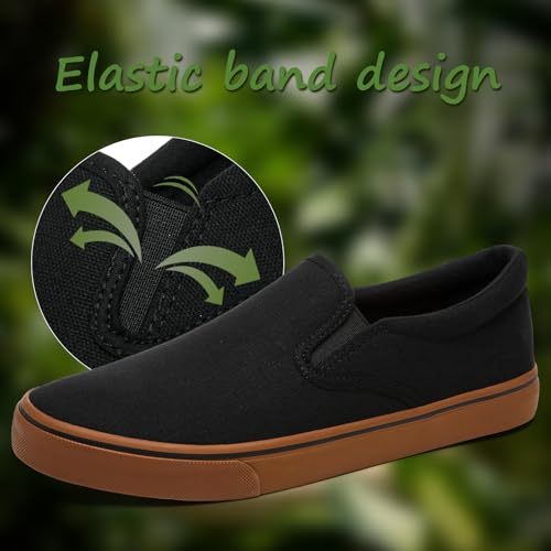 Image of yageyan Mens Slip on Sneakers Loafers Shoes Canvas Black Shoes Canvas Blue Casual Fashion Shoes