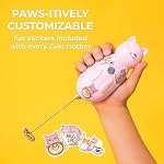 Zulay Kitchen Cat Milk Frother Wand – Cutesy Frother, Meet Your New Frothing Buddy Princess The Cat, Adoption Papers and Stickers Included, Purrr-fect for Lattes, Cappuccino & Matcha – Pink - Image 4