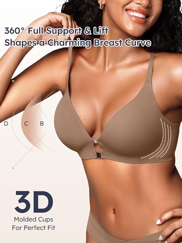Image of Racerback Bras with Metal Magnetic Front Closure - S-XL Wireless for Women No Underwire Seamless Supportive Bralettes